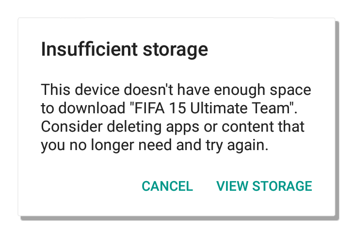 Android insufficient storage